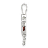 Sterling Silver Pendant with Synthetic Birthstone Head and Oval Garnet Body, Family Theme Charm for Women