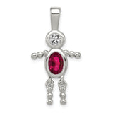 Sterling Silver Mother Pendant with Synthetic Birthstone and Glass Accent, July Charm for Women