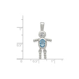 Sterling Silver Boy Pendant with Synthetic Birthstone and Glass, Sentimental Family Jewelry