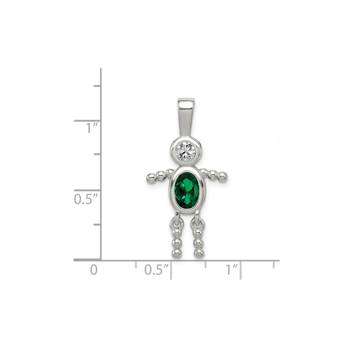 Sterling Silver Family Pendant with Synthetic Birthstone and Glass, Symbolic Mothers Keepsake Charm