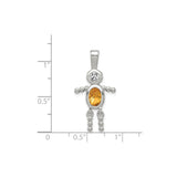 Sterling Silver Figure Pendant with Synthetic Birthstone and Glass Accents, Beaded Limbs Design