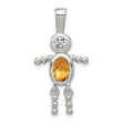 Sterling Silver Figure Pendant with Synthetic Birthstone and Glass Accents, Beaded Limbs Design
