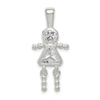 Sterling Silver Girl Pendant with Cubic Zirconia Triangle Accents, Mother Daughter Charm
