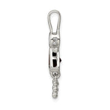 Sterling Silver Girl Pendant with Clear Round and Red Triangle Synthetic Gemstones, Family Jewelry Theme