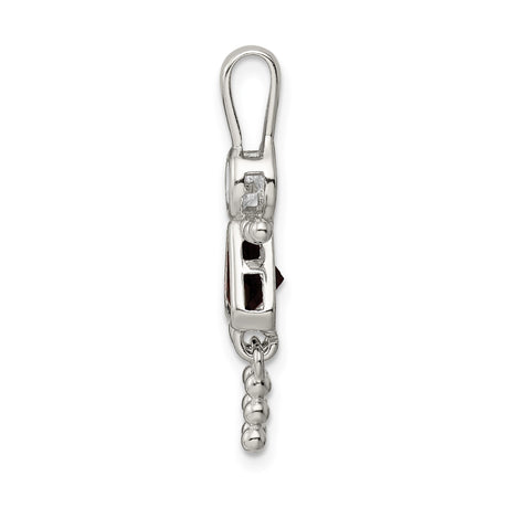Sterling Silver Girl Pendant with Clear Round and Red Triangle Synthetic Gemstones, Family Jewelry Theme