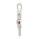 Sterling Silver Girl Pendant with Pink Triangle Synthetic Gemstone Dress and CZ Head