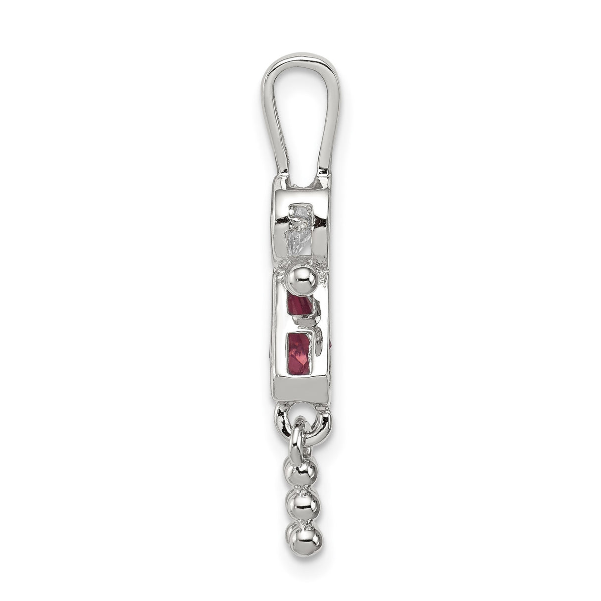 Sterling Silver Girl Pendant with Pink Triangle Synthetic Birthstone and Clear Glass Accent