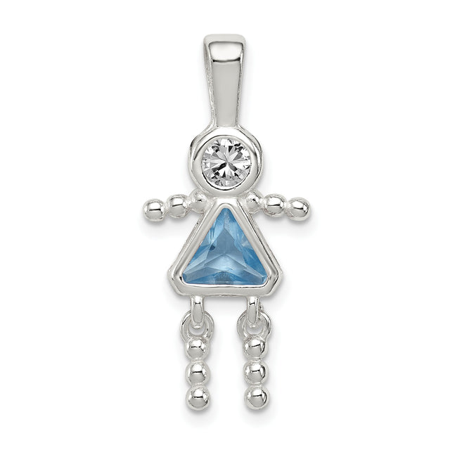 Sterling Silver Mother Pendant with Synthetic Birthstone and Glass Accents, Female Figure Design
