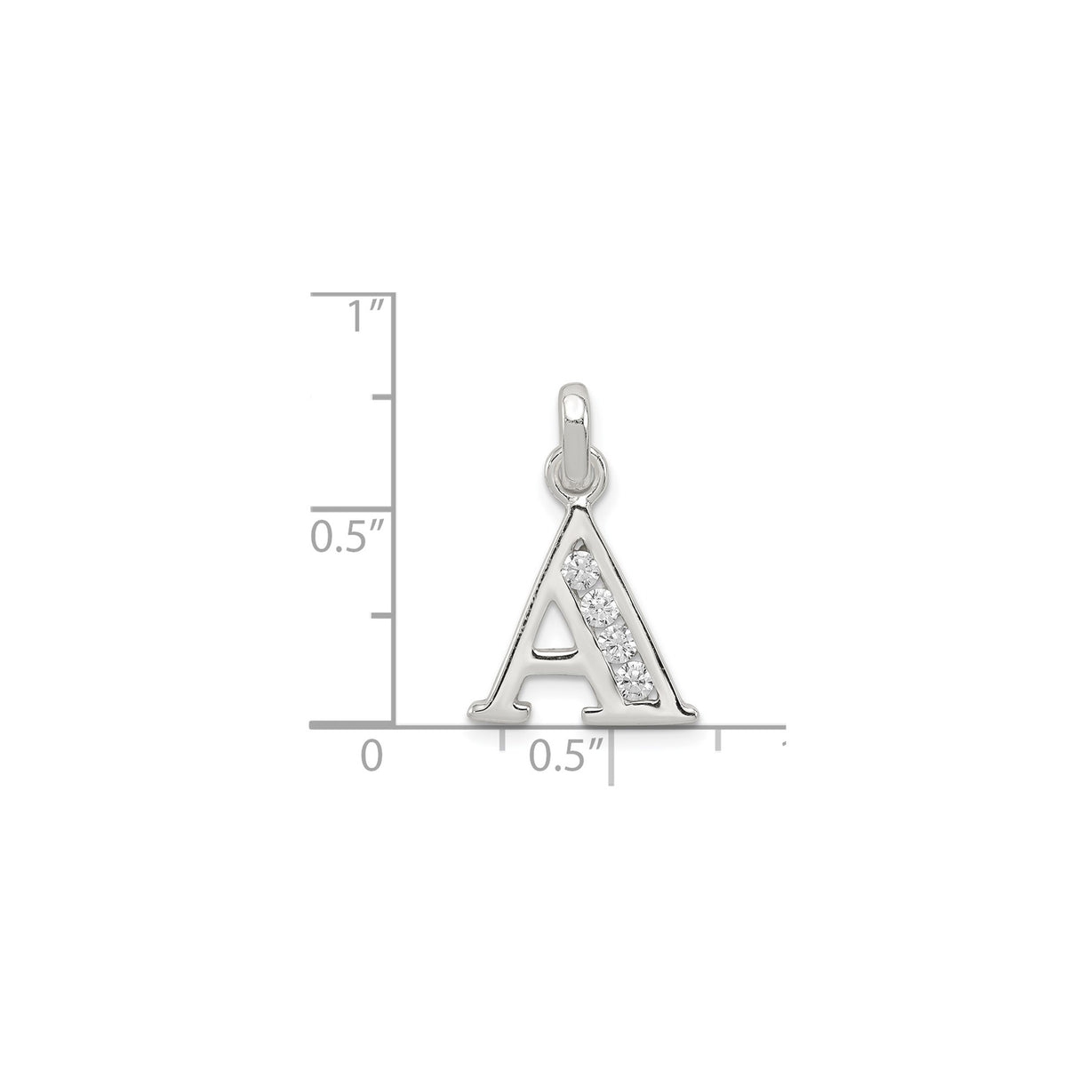 Sterling Silver Letter A Pendant with Cubic Zirconia, Dainty Initial Charm for Necklace or Bracelet