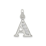 Sterling Silver Letter A Pendant with Cubic Zirconia, Dainty Initial Charm for Necklace or Bracelet
