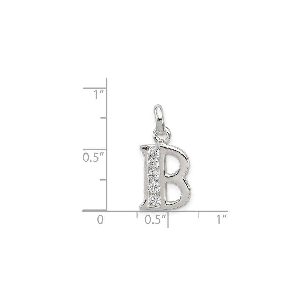Sterling Silver Letter B Pendant with Cubic Zirconia, Dainty Alphabet Charm