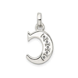 Sterling Silver Initial C Pendant with Cubic Zirconia, Dainty Alphabet Letter Charm for Women