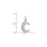Sterling Silver Initial C Pendant with Cubic Zirconia, Dainty Alphabet Letter Charm for Women