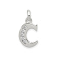 Sterling Silver Initial C Pendant with Cubic Zirconia, Dainty Alphabet Letter Charm for Women