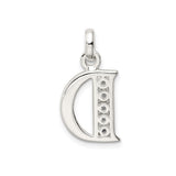 Sterling Silver Letter D Pendant Charm with Cubic Zirconia Stones, Dainty Monogram Style