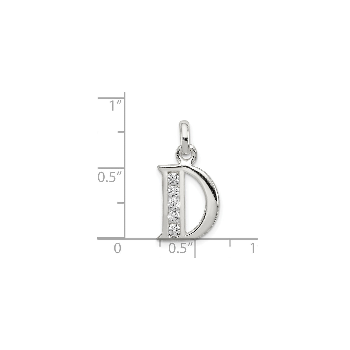 Sterling Silver Letter D Pendant Charm with Cubic Zirconia Stones, Dainty Monogram Style