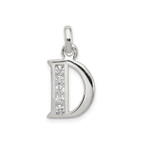 Sterling Silver Letter D Pendant Charm with Cubic Zirconia Stones, Dainty Monogram Style