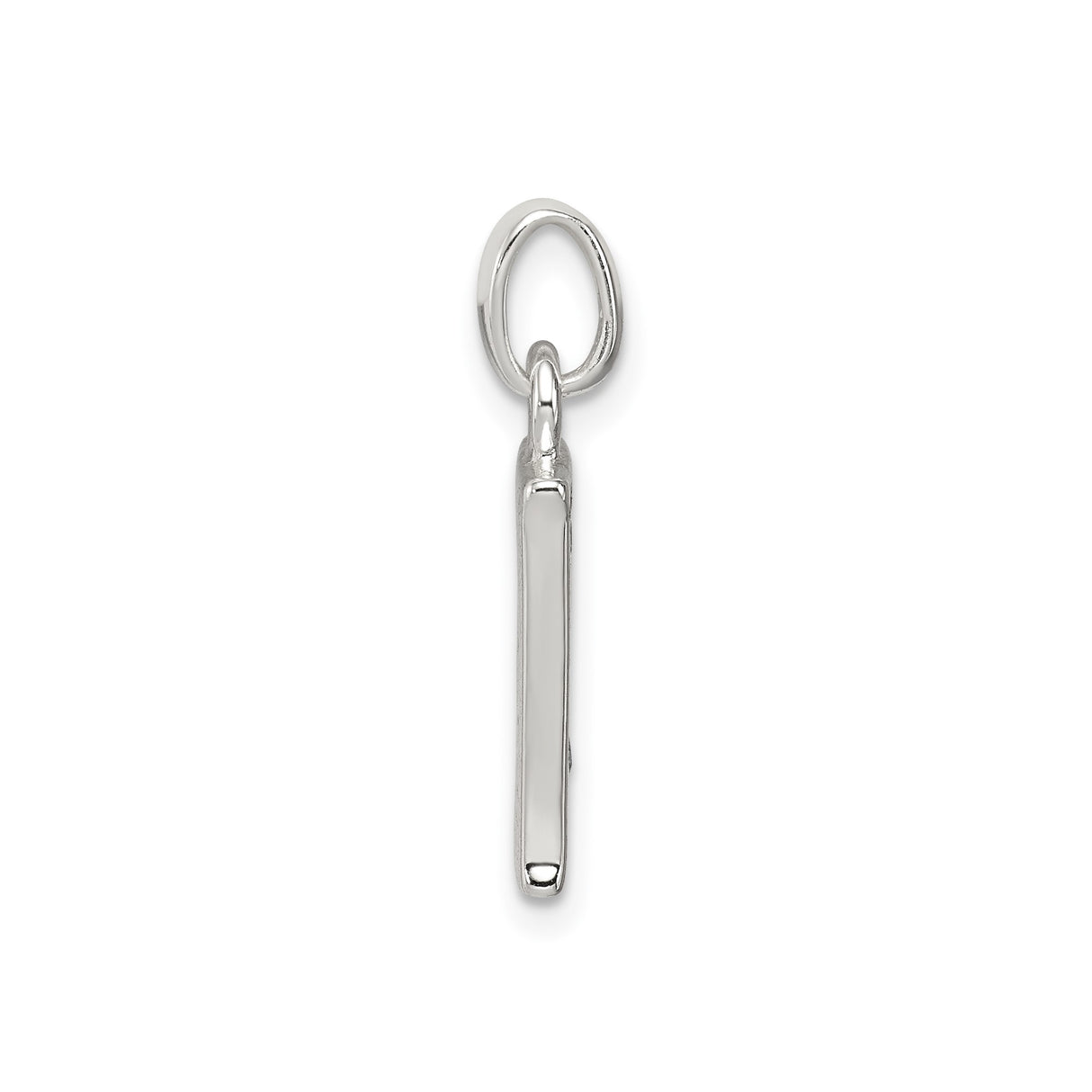 Sterling Silver E Pendant with Cubic Zirconia, Vertical Letter Charm for Women and Men