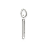 Sterling Silver E Pendant with Cubic Zirconia, Vertical Letter Charm for Women and Men