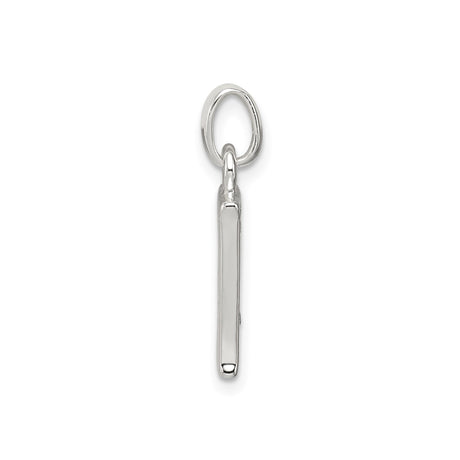 Sterling Silver E Pendant with Cubic Zirconia, Vertical Letter Charm for Women and Men