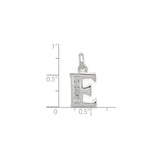 Sterling Silver E Pendant with Cubic Zirconia, Vertical Letter Charm for Women and Men