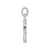 Sterling Silver F Initial Pendant with Cubic Zirconia, Letter Charm, Dainty Polished Design