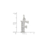 Sterling Silver F Initial Pendant with Cubic Zirconia, Letter Charm, Dainty Polished Design