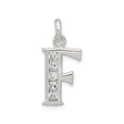 Sterling Silver F Initial Pendant with Cubic Zirconia, Letter Charm, Dainty Polished Design