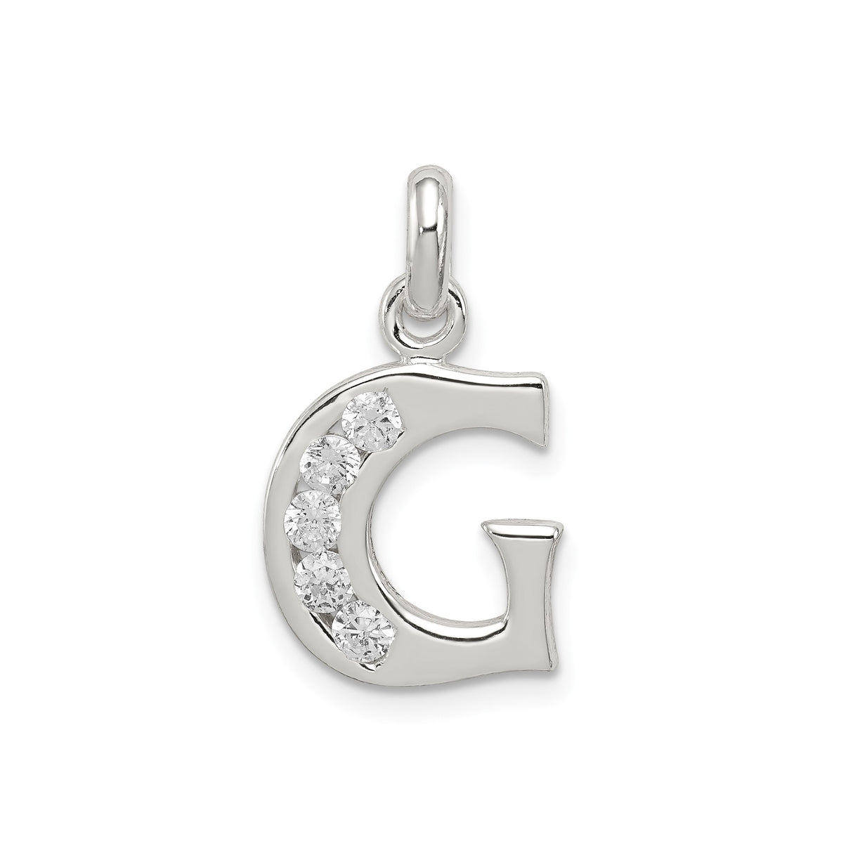 Sterling Silver Letter G Pendant with Cubic Zirconia, Dainty Alphabet Charm for Women