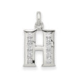 Sterling Silver H Initial Pendant with Cubic Zirconia, Alphabet Letter Charm for Women