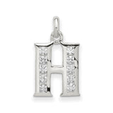 Sterling Silver H Initial Pendant with Cubic Zirconia, Alphabet Letter Charm for Women