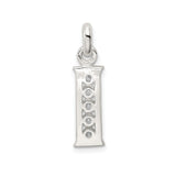 Sterling Silver Initial I Pendant with Cubic Zirconia, Modern Alphabet Letter Charm