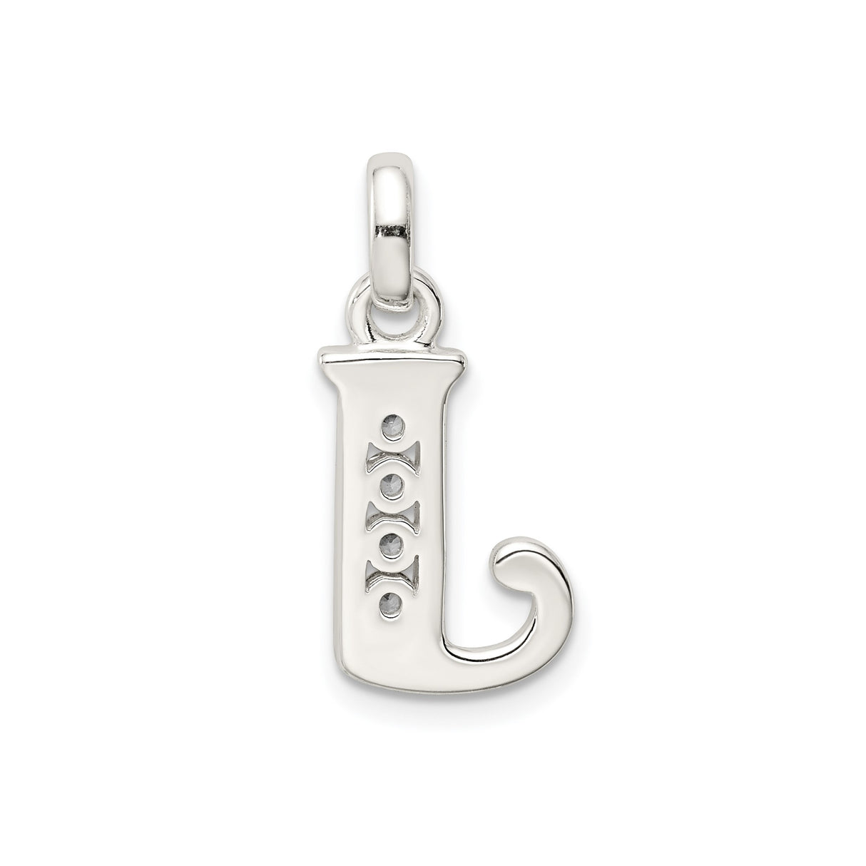 Sterling Silver Letter J Pendant with Cubic Zirconia, Initial Charm Jewelry