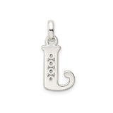 Sterling Silver Letter J Pendant with Cubic Zirconia, Initial Charm Jewelry