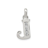 Sterling Silver Letter J Pendant with Cubic Zirconia, Initial Charm Jewelry