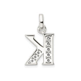 Sterling Silver K Initial Pendant with Cubic Zirconia, Dainty Letter Charm Jewelry