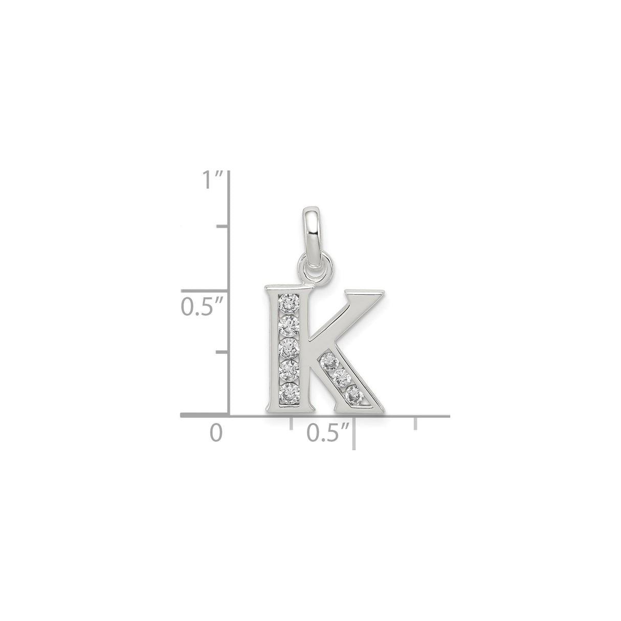 Sterling Silver K Initial Pendant with Cubic Zirconia, Dainty Letter Charm Jewelry