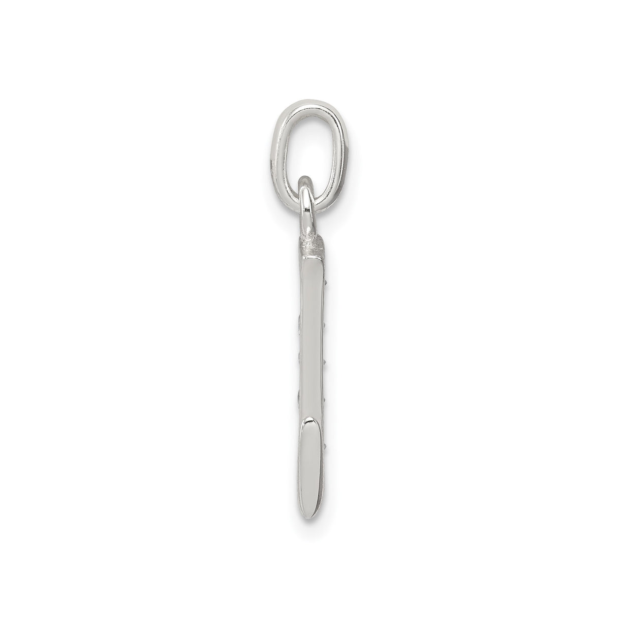 Sterling Silver Letter L Pendant with Cubic Zirconia, Polished Initial Charm for Women