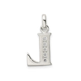 Sterling Silver Letter L Pendant with Cubic Zirconia, Polished Initial Charm for Women