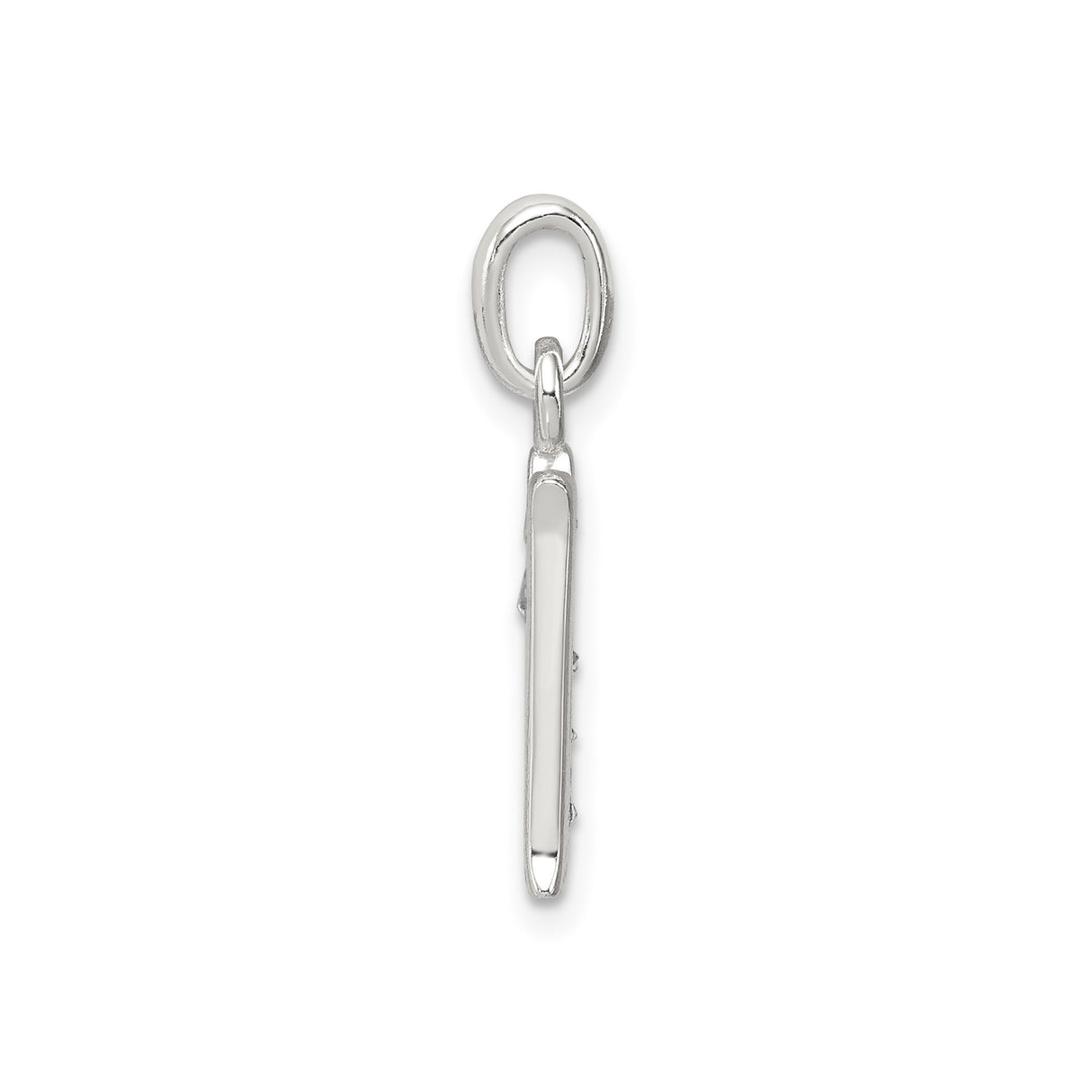 Sterling Silver Initial N Pendant with Cubic Zirconia, Polished Alphabet Letter Charm for Women