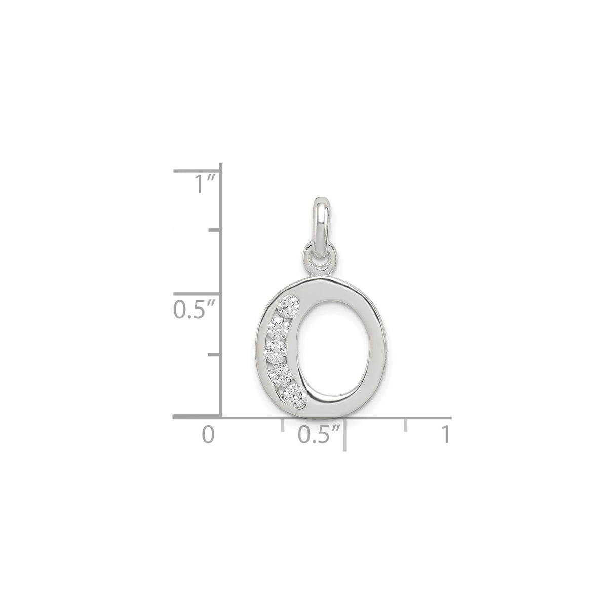 Sterling Silver Letter O Pendant with Cubic Zirconia, Modern Initial Charm for Women