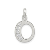 Sterling Silver Letter O Pendant with Cubic Zirconia, Modern Initial Charm for Women