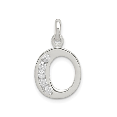 Sterling Silver Letter O Pendant with Cubic Zirconia, Modern Initial Charm for Women
