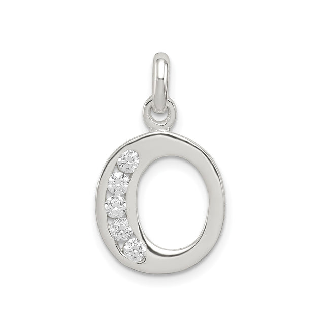 Sterling Silver Letter O Pendant with Cubic Zirconia, Modern Initial Charm for Women