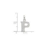 Sterling Silver Letter P Pendant Charm with Cubic Zirconia Accents