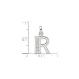 Sterling Silver R Pendant with Cubic Zirconia, Letter Charm, Dainty Monogram Jewelry