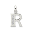 Sterling Silver R Pendant with Cubic Zirconia, Letter Charm, Dainty Monogram Jewelry