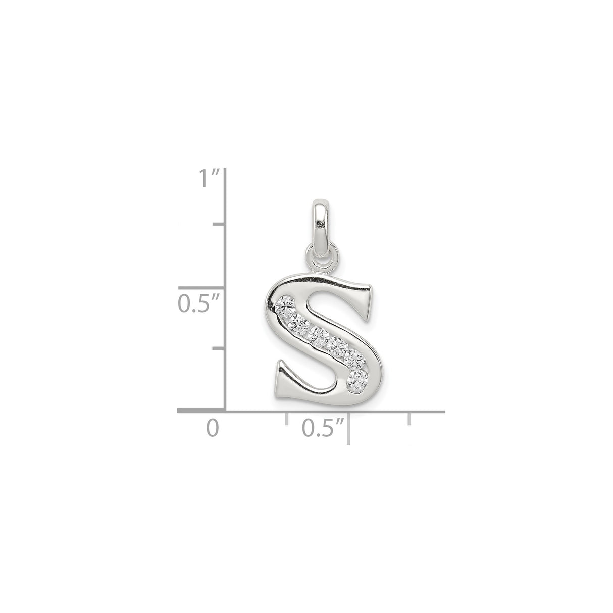 Sterling Silver Letter S Pendant with Cubic Zirconia, Dainty Initial Charm Jewelry