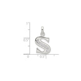 Sterling Silver Letter S Pendant with Cubic Zirconia, Dainty Initial Charm Jewelry