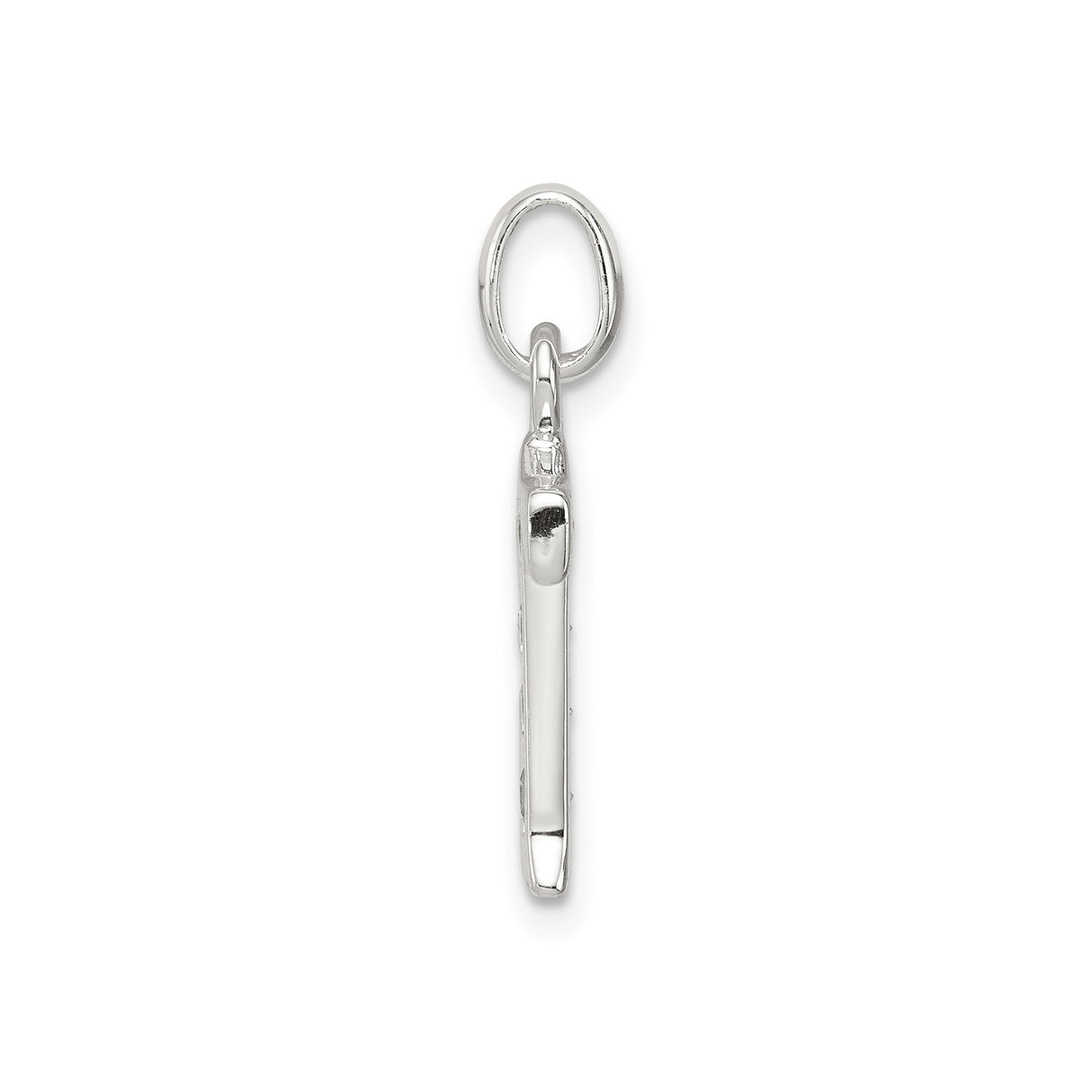 Sterling Silver Initial T Pendant with Cubic Zirconia, Polished Alphabet Letter Charm